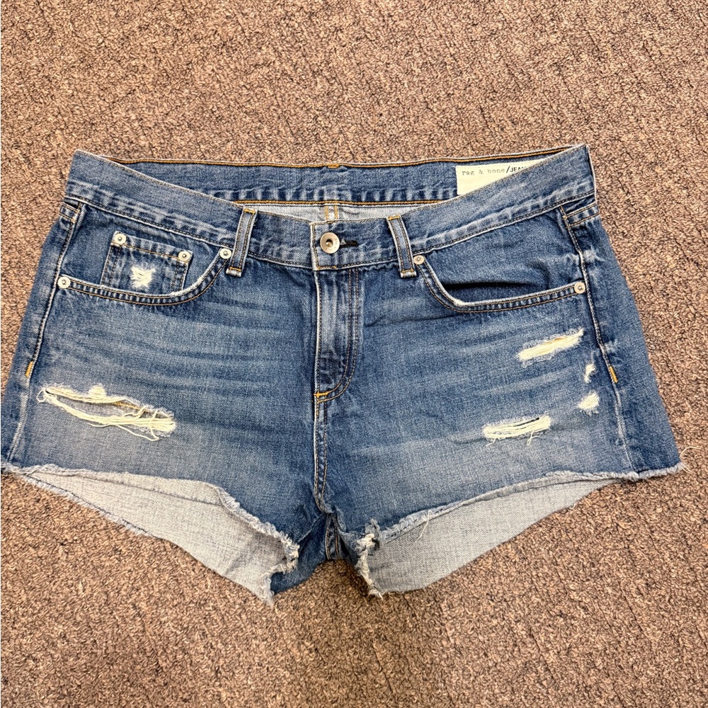 rag & bone Johny Distressed Blue Jean Shorts
